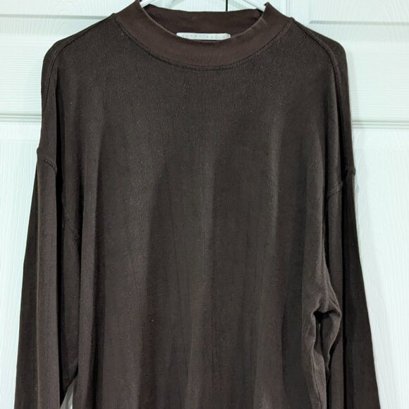 Perry Ellis Men's Lightweight Mock Turtleneck Sweater, XL, Brown, Cotton Rayon - Picture 3 of 11